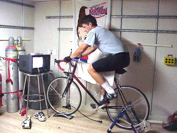Mike Hoshlyk amidst part of his daily fitness regime.