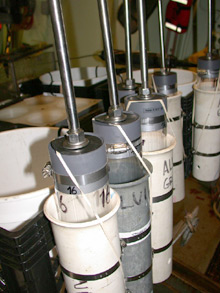 push cores The scientists will extensively sample the seafloor sediments using push cores like these, here shown on the front of the DSV Alvin vehicle.