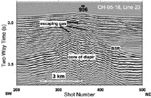Single channel seismic data Single channel seismic data collected by the USGS crossing the Blake Ridge Diapir from southwest to northeast provides an image of the subseafloor.