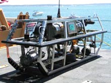 IFEs light-bearing camera sled ARGUS on the deck of the NOAA ship Ronald H. Brown.