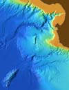 The relationship of Davidson Seamount to Monterey Bay and the coast.