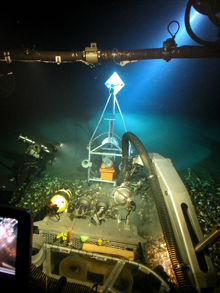 Eye-in-the-Sea being positioned in a Brine Pool in the Gulf of Mexico. Eye-in-the-Sea
