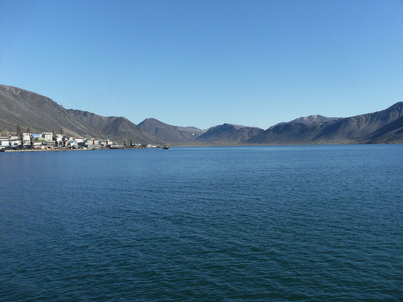 View of Provideniya, Russia, a city in the Providensky District of Chukotka Autonomous Okrug, Russia.