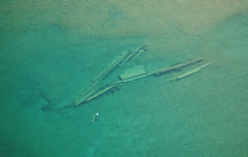 Wooden schooner American Union as seen from above.