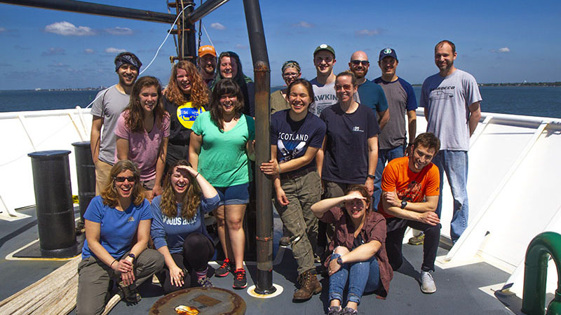 The Leg 2 science team at the end of the DEEP SEARCH 2019 mission aboard NOAA Ship Ronald H. Brown. The Leg 2 science team at the end of the DEEP SEARCH 2019 mission aboard NOAA Ship Ronald H. Brown.