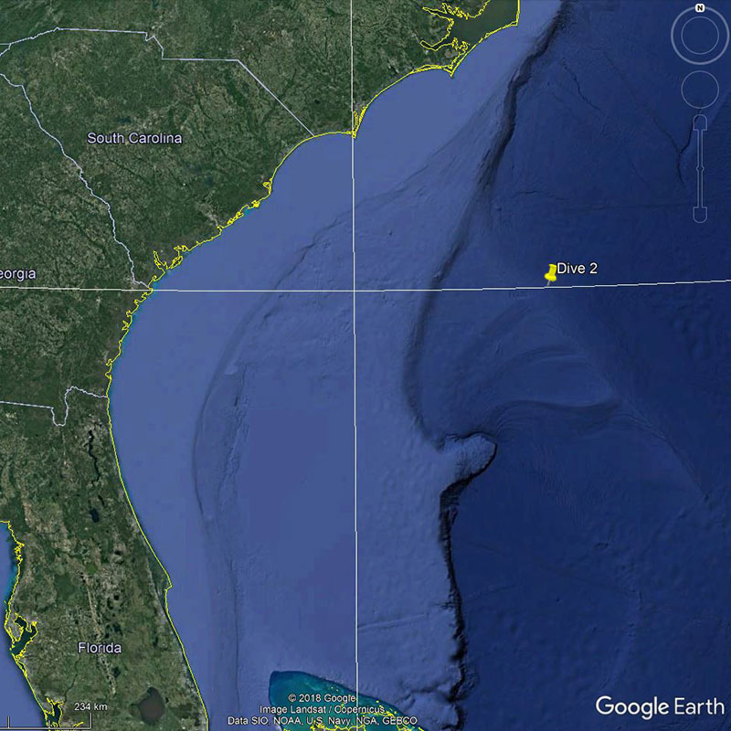 Location of NOAA Ship Okeanos Explorer on June 15, 2018.