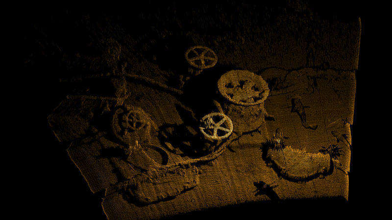3D high-resolution point-cloud rendering of the forward  deck and capstan.